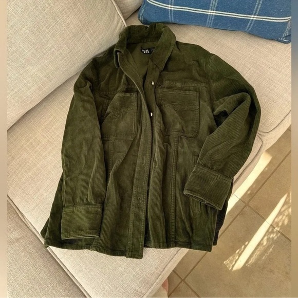 Zara Green Corduroy Pocket Jacket M size NWOT - Picture 5 of 6